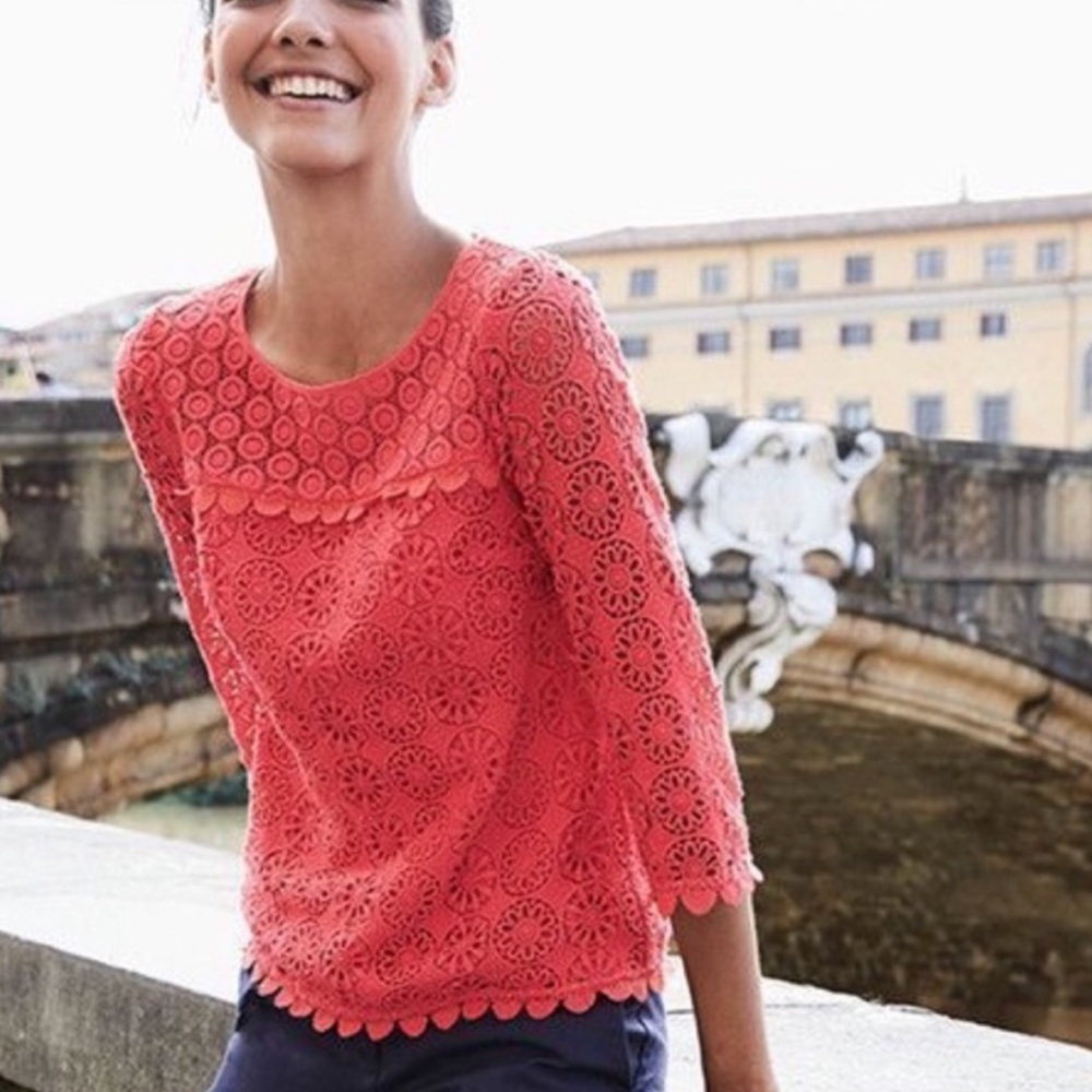 Boden Poppy Crochet Eyelet Lace Blouse Size 8